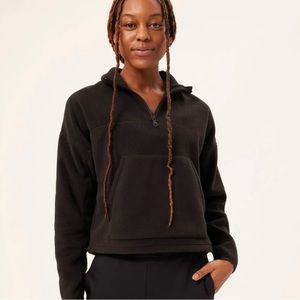 Girlfriend Collective Black Fleece Half-Zip Jacket